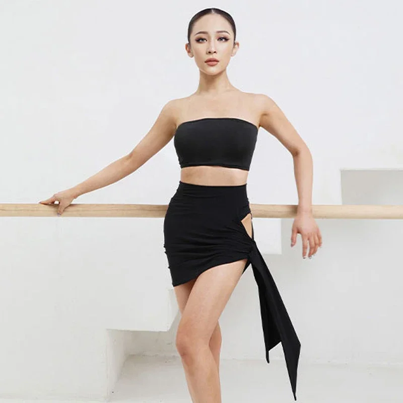 Summer New Latin Dance Costumes Strapless Tops Irregular Latin Skirts Women Latin Dance Practice Wear Samba Rumba Dress DNV14839