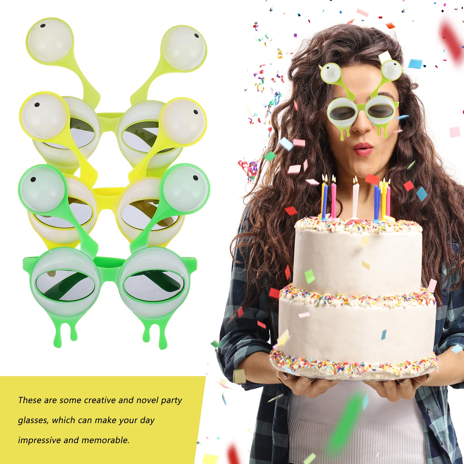 

3 Pairs Funny Sunglasses Birthday Decoration Photo Booth Props Eyeglasses Carnival Party Gift