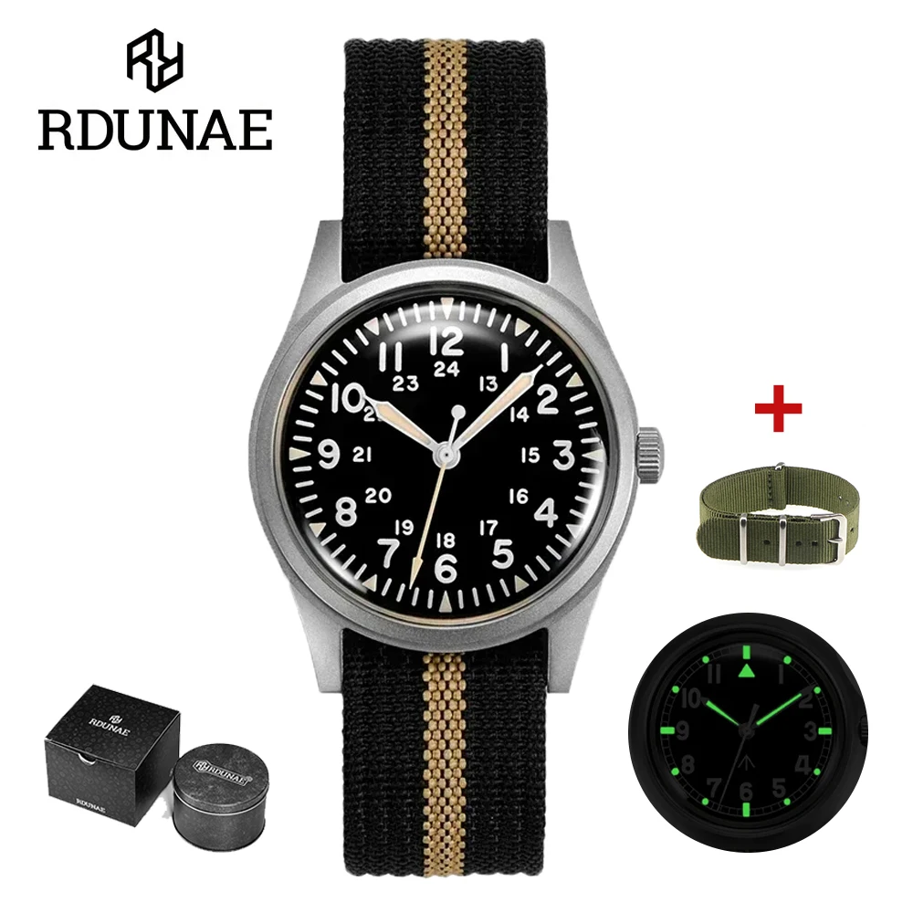 2025 新 RDUNAE RA03 34.5 ミリメートル軍人ヴィンテージクォーツ時計