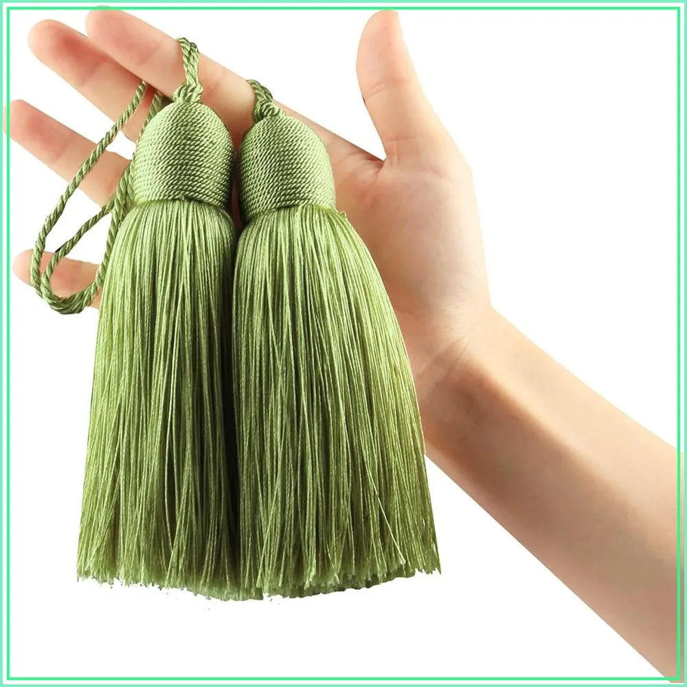 

2pcs Tassel Charms Polyester Key Tassels with Loop, DIY Handmade Craft for Home Furniture Decoration