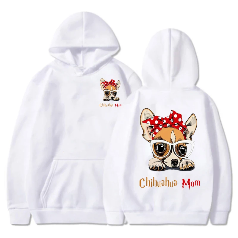 Sweat à capuche graphique PVD pour femme, vêtements d'extérieur, sweat à capuche à manches longues, vêtements de sport esthétiques, sweat à capuche Chihuahua, Y2k