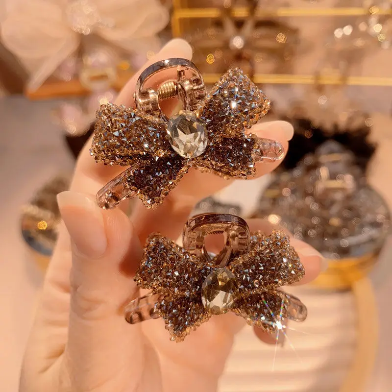 New Arrival Rhinestone Bow Crab Hair Clip Trendy Claw Headgear Small Grab Clip Cute Headwear Fashion Accessories for Women Girls