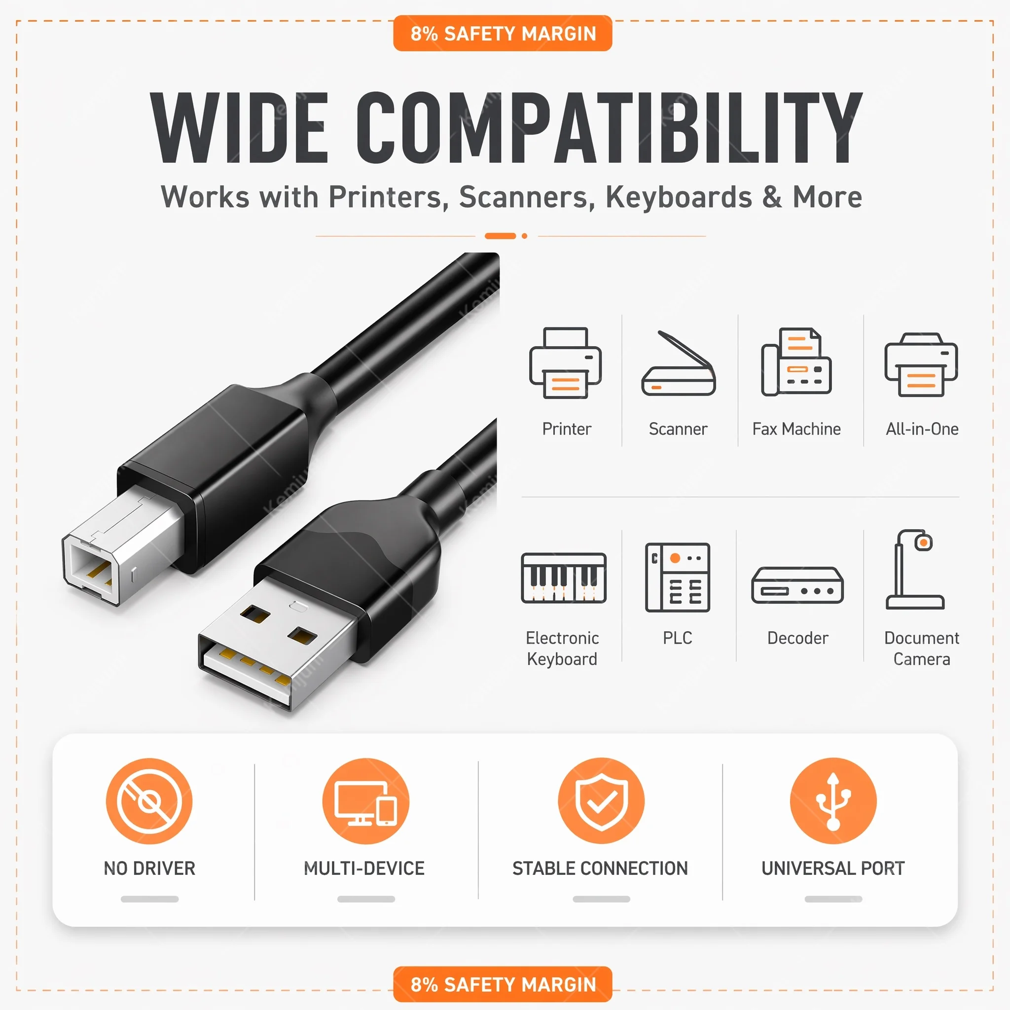 USB Printer Cable High Speed USB 2.0 USB A To Type B Cable Gold Plated Dual Shielding Wire 3M 5M 10M 15M 20M for Scanner