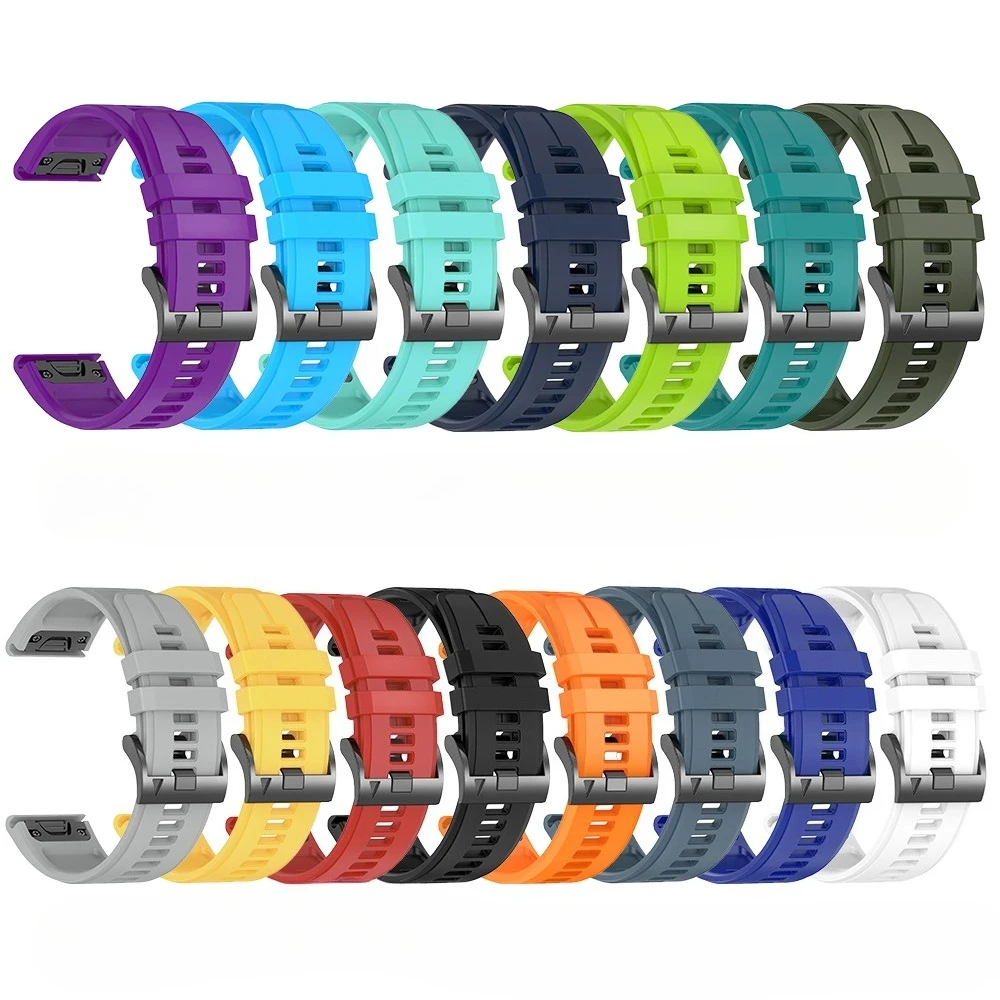 حزام ساعة سيليكون سريع التحرير 22/26 ملم لـ Garmin Fenix5 Plus/Fenix6 Pro/Fenix7 حزام سيليكون رسمي بمقاس 22/26 ملم