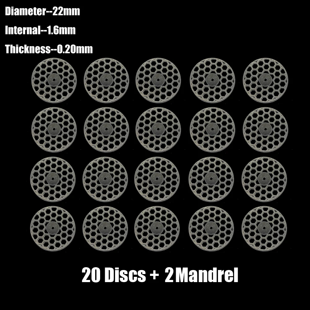 20pcs Grid honeycomb Double sided cutting disc 22/0.20mm for Dental, Jade, Jewelry, Craft Precision Cutting Wheels