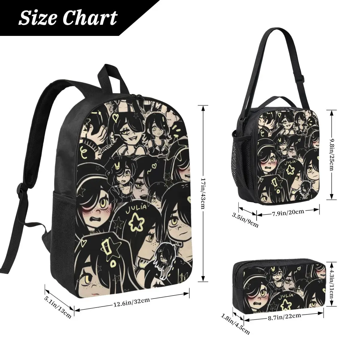 Ashley And Andrew The Coffin Of Andy And Leyley Backpack Student Boy Girl BookBag School Bag 3ps Insulated Lunch Bag Pencil Case