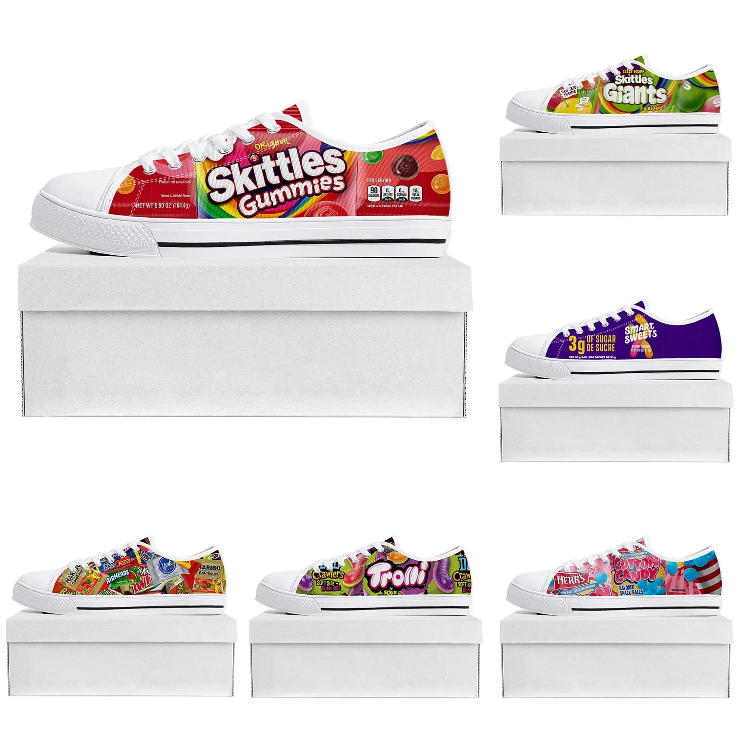 

Funny Candy Food Snack Custom Low Top Sneakers Womens Mens Teenager High Quality Shoes Casual Tailor-Made Canvas Sneaker Shoe