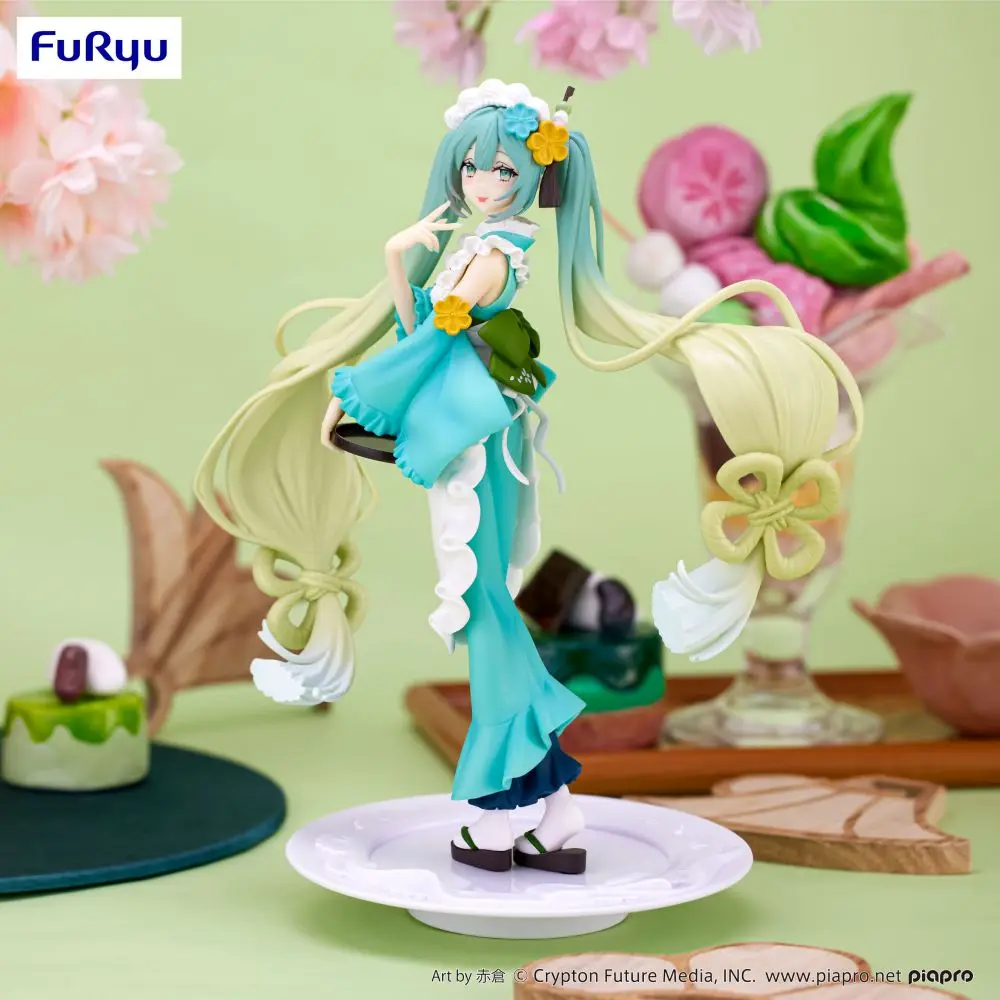 In Stock Original FuRyu Vocaloid Hatsune Miku Matcha ice cream with mint flavor PVC Anime Figure Action Figures Model Toys