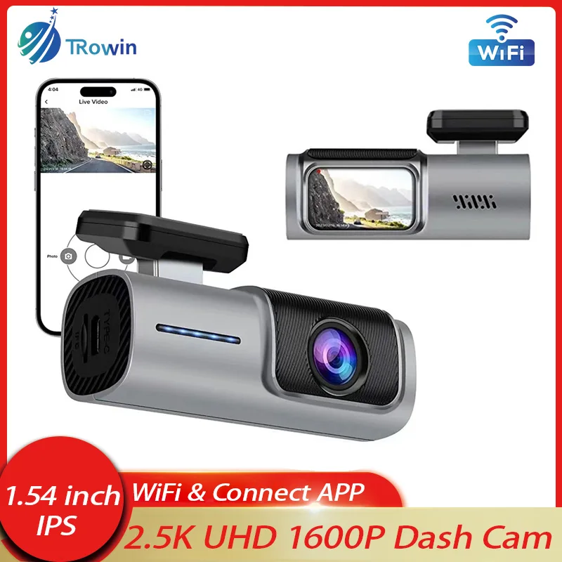 Hidden Type 2.5K UHD 1600P Dash Cam Car DVR WiFi APP Connect Super Night Vision Real Time Video Loop Recording Car Accessories