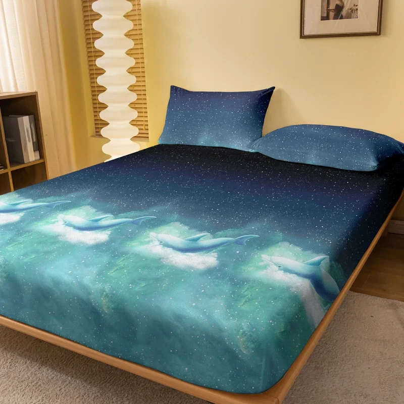 1 Simple modern printed matte Fitted Sheet, bedroom printed bed cover, bedding (excluding pillowcases)