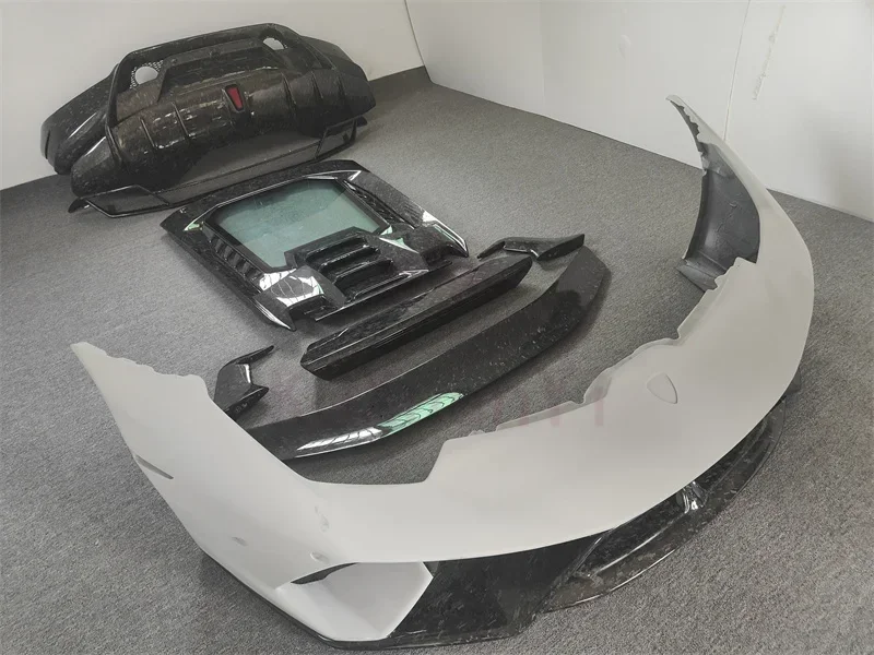 Factory direct sales P-style forged pattern carbon fiber front and rear spoiler cover base for Lamborghini LP610 body kit