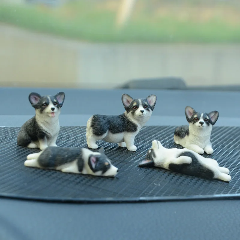 Exquisite Mini Corgi 1Pcs Resin Doll Car Accessories Decorate Ornament Decoration Auto Interior Cute Gift Tabletop Puppy