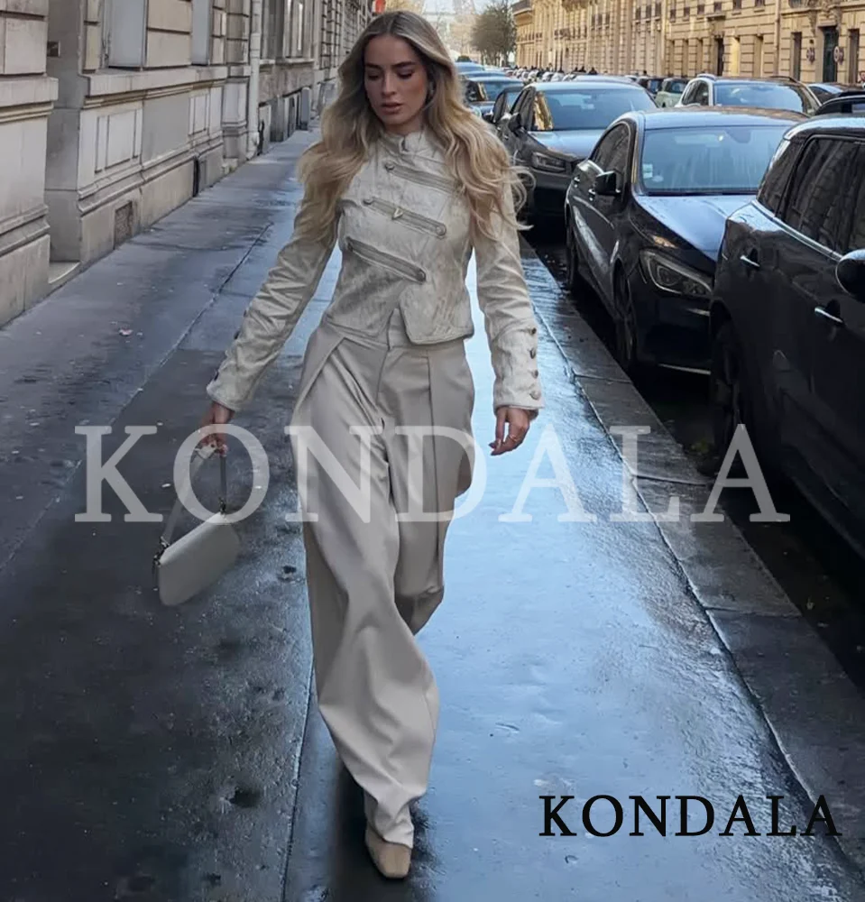 

Элегантные повседневные плиссированные брюки KONDALA для женщин, универсальные длинные брюки для работы, новинка 2026 года, весенняя мода, женские брюки в стиле High Street