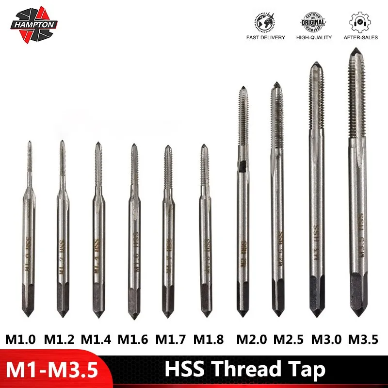 Mini HSS Metric Screw Thread Tap M1-M3.5 Straight Flute Machine Plug Tap Drill Bit Set