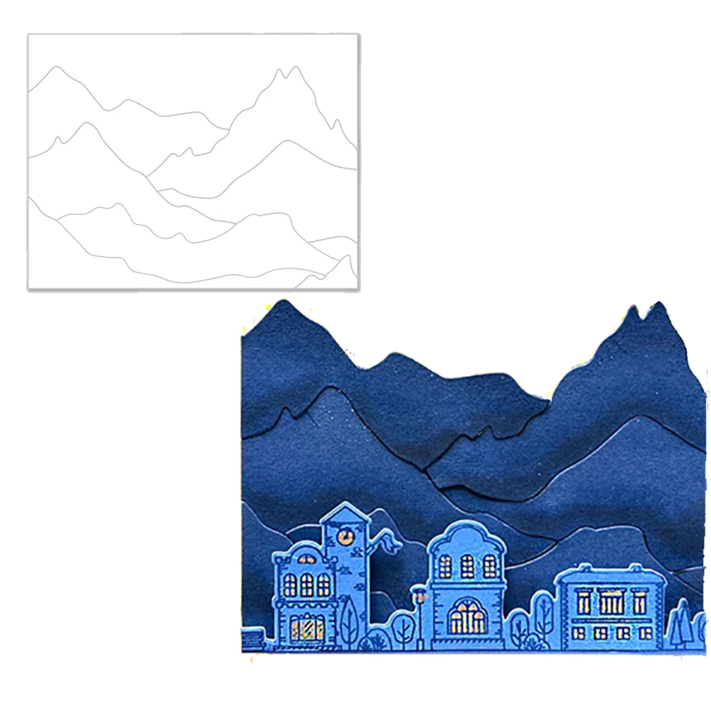 

Mountain Shape Background Metal Cutting Dies Scrapbooking Card Album Making DIY Crafts Stencil Embossing Decoration 2023