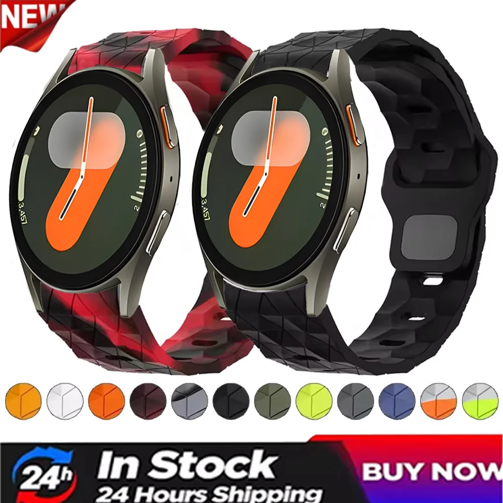 Weiches Silikonarmband für Samsung Galaxy Watch 7 6 5 4 40/44mm Fußball-Muster Sportarmband für Watch 6 4 Classic 47/46mm