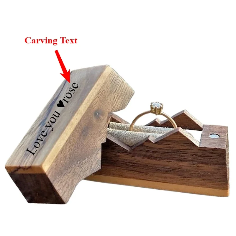 Hot Selling Portable Proposal Wooden Ring Box Engagement Ring Box Ring Storage Gift Box Personalized Engraving