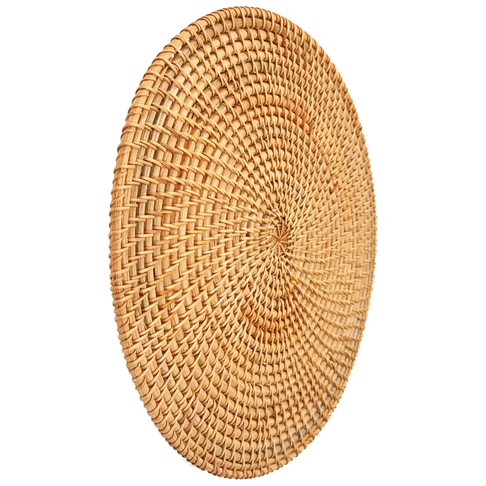 Tovagliette in Rattan intrecciate a mano, tovagliette rotonde in vimini, tovagliette in tessuto naturale per tavolo da pranzo, stuoie resistenti al calore