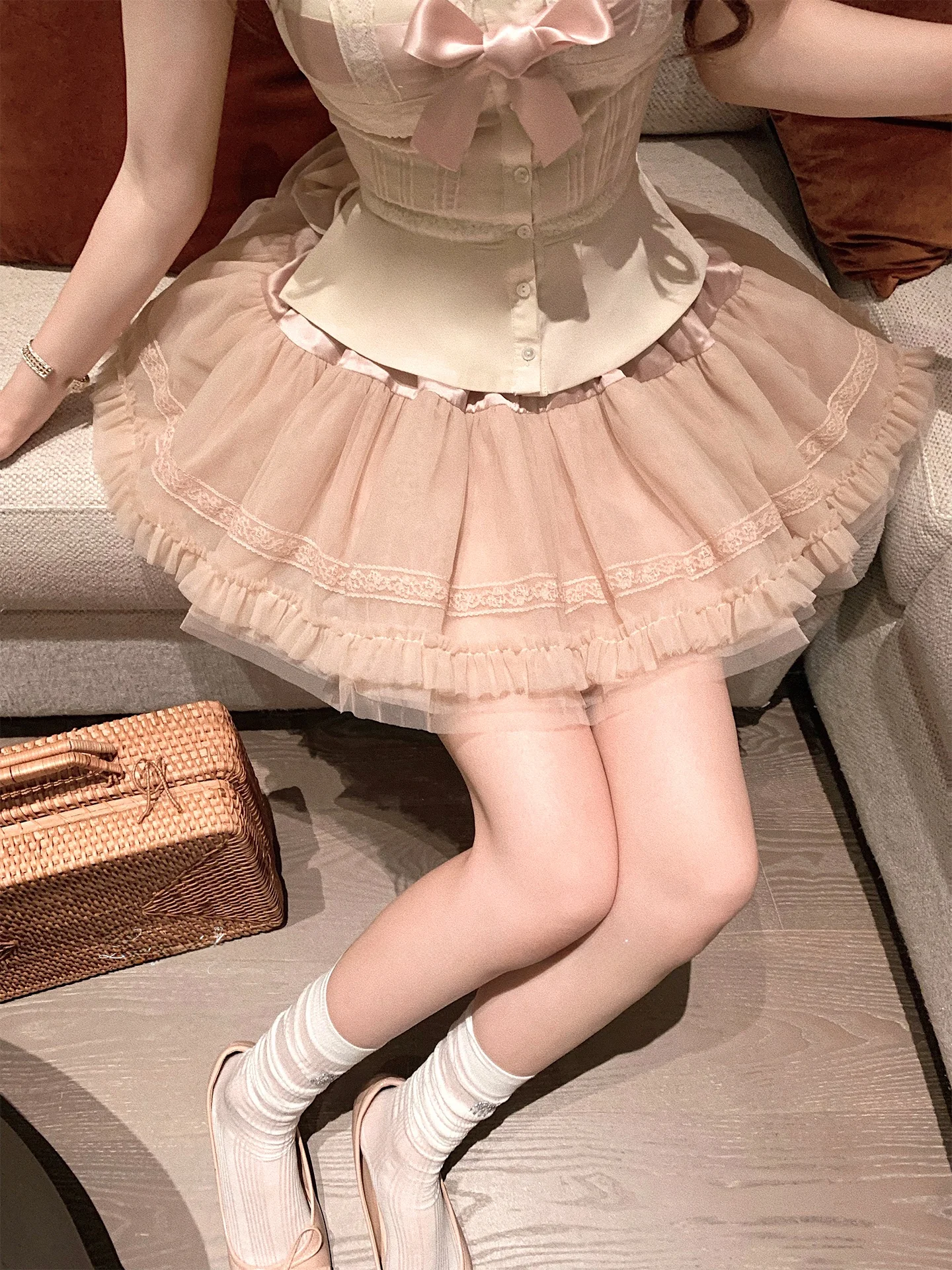 Classic Lazy Didi Leila Edward Series Mist Veil Doll Pink Cake Skirt Multi-Layered Puffy Skirt High Waist Nylon Fabric