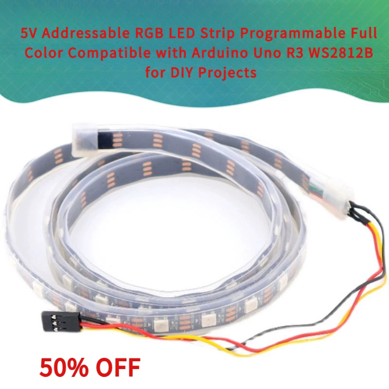 5V Addressable RGB LED Strip Programmable Full Color Compatible with Arduino Uno R3 Flowing Water Light Effect
