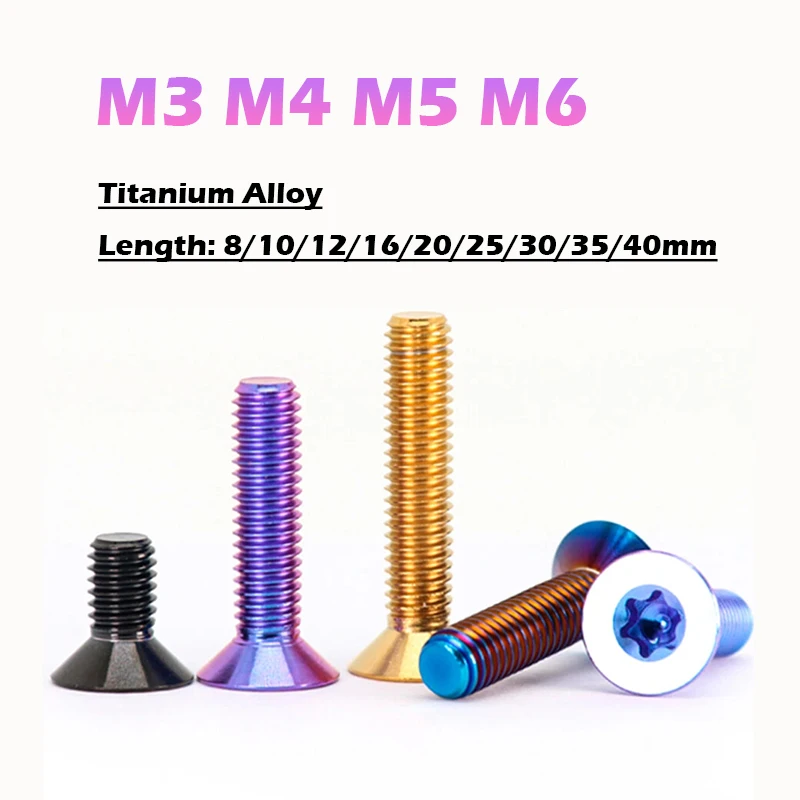 1/2/3Pcs Titanium Bolt M3 M4 M5 M6 Flat Head Countersunk Six Lobe Torx Screw Bicycle Motorcycle For Motorcycle Modification