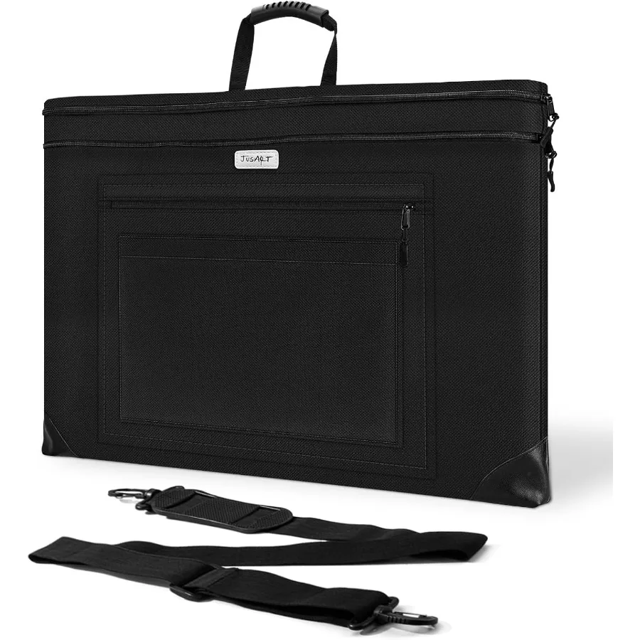 

JusArt Art Portfolio Bag 24x36 Light Weight Portfolio Folder Case with Adjustable Shoulder Strap Leather Corners Waterproof Art