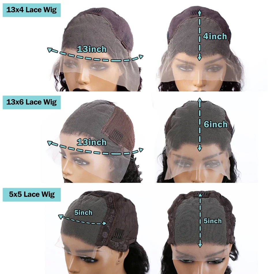 250% Deep Wave Short Bob 13x4 13x6 Transparent Lace Frontal Human Hair Wigs Water Wave 5x5 Closure Wig For Women