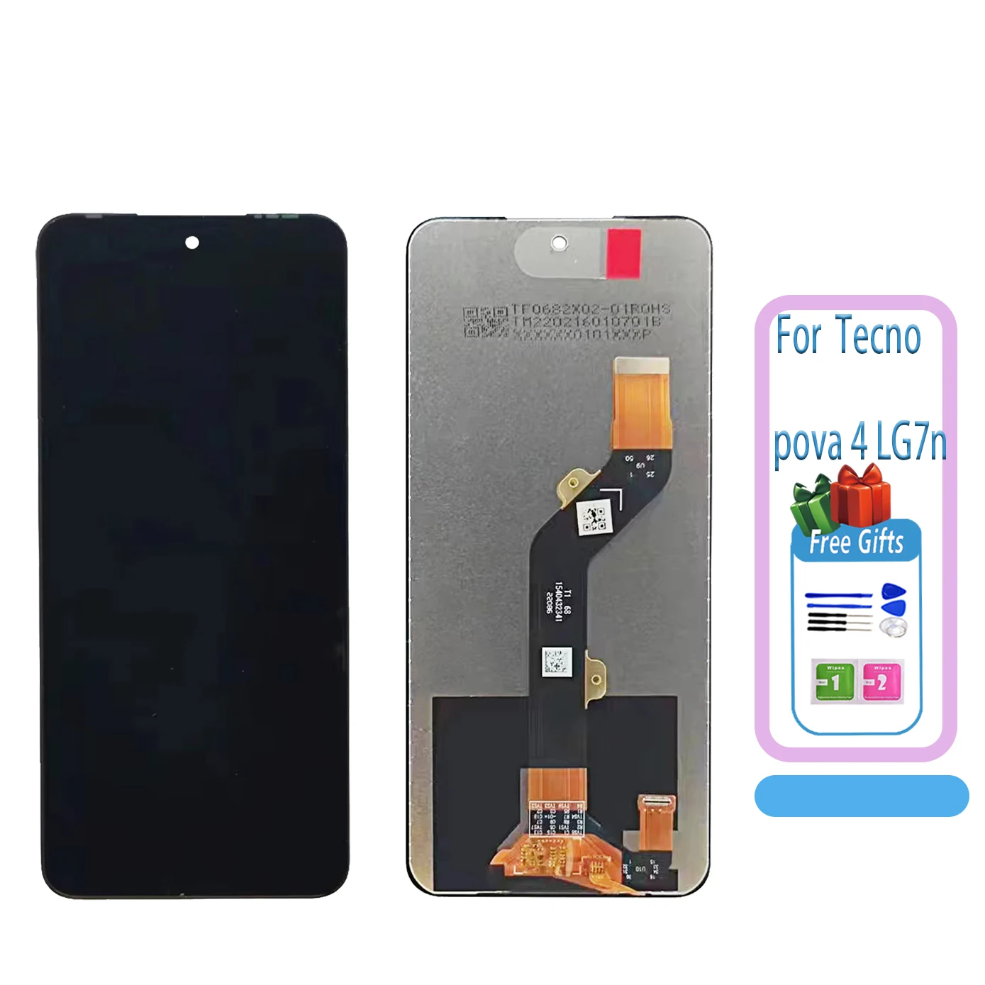 6.82 Inch Black For Tecno Pova 4 Pova4 LG7 LG7n LCD Assembly Repair Parts Display Touch Screen Digitizer