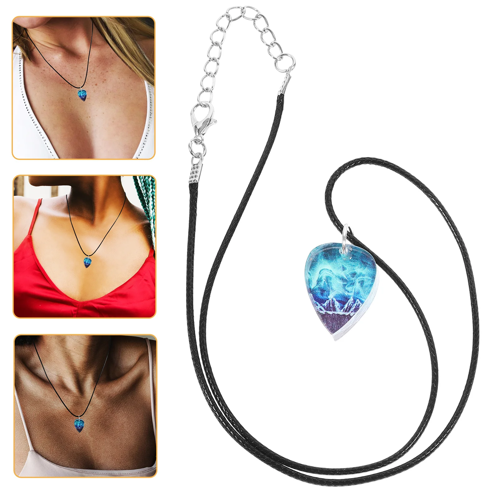 

Guitar Pick Pendant Necklace Acrylic Material Simple Stylish Necklace for Women Men Decorative Jewelry Gift for Occasions