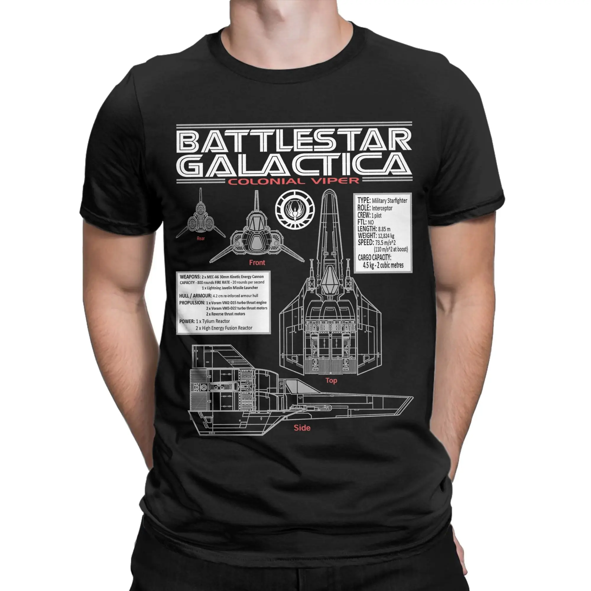 Battlestar Galactica Colonial Viper T-Shirts Men  Funny 100% Cotton Tee Shirt Round Collar Short Sleeve T Shirt Summer Tops