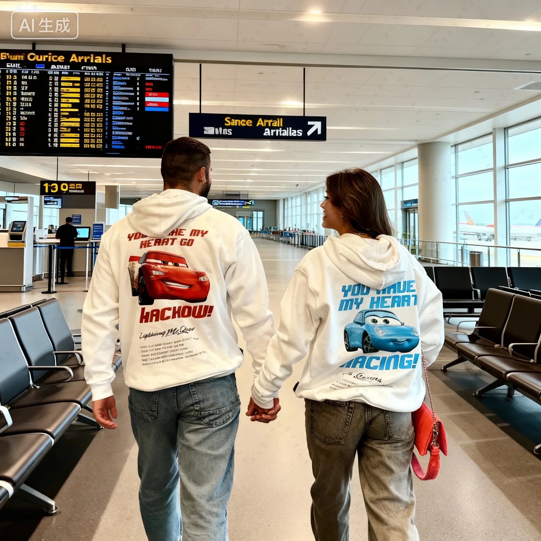 

Свободный свитер с капюшоном серии Autumn Winter Car Lightning Mcqueen And Sally — удобная уличная толстовка с 2d принтом на каждый день