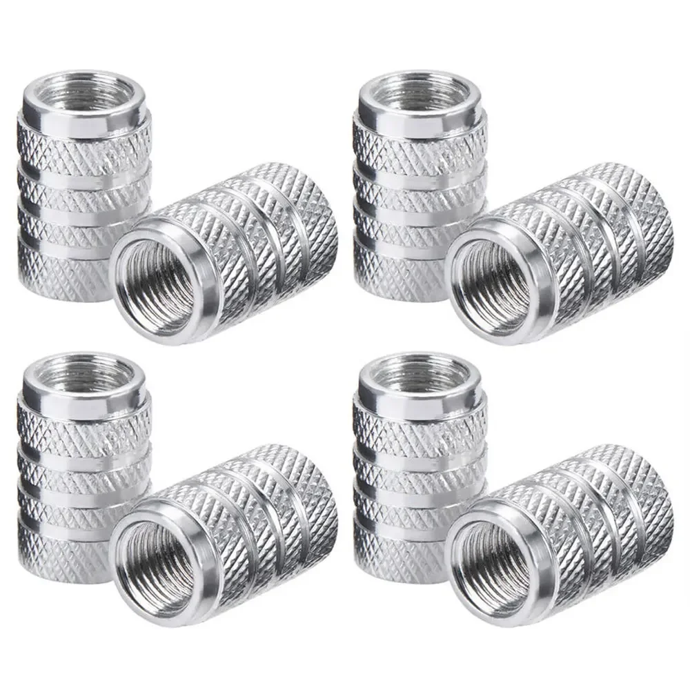 4Pcs Car Tire Valve Stems Cap Knurling Style Tire Valve Cap Aluminum Tire Wheel Stem Air Valve Cap car Universal accessories