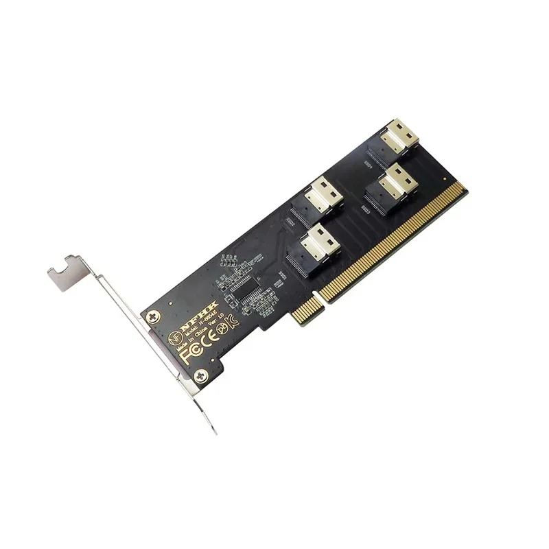 Half Height Baffle for 4-Port SFF-8654 4i Adapter Card, PCIe 3.0 4.0x16 to 4 Port