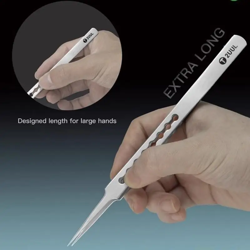 

A2BE Multifunctional Tweezers Stainless Steel Tweezers Slip Resistant Handle for Jewelers and Electronic Circuit Board Repair