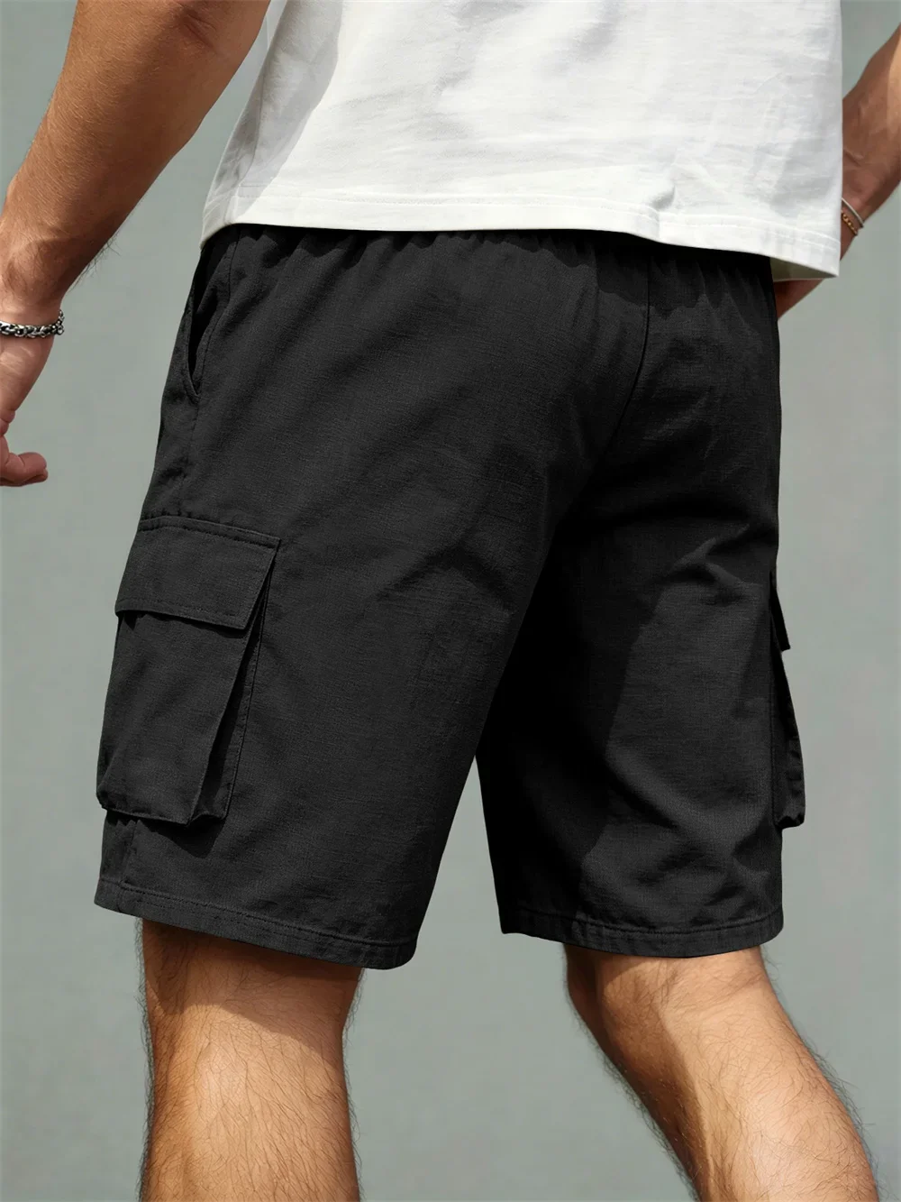 2026 Herren Loose-Fit-Hosen mit geradem Bein, lässige Arbeitsshorts mit mehreren Taschen, hochwertige Herrenshorts, Alltags-Arbeitsshorts mit Kordelzug – Detail 10