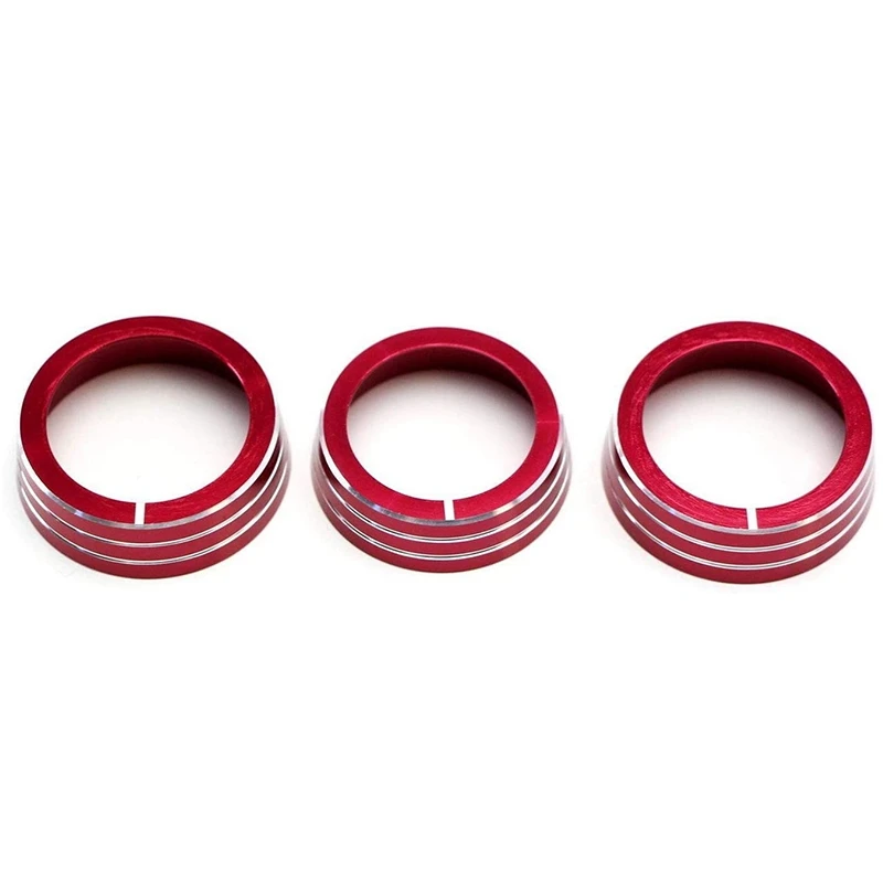 3 Pcs Red Aluminum AC Climate Control Ring Knob Covers Compatible for MK6 Golf Jetta