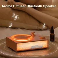 Essential Oil Diffuser Bluetooth Speakers Retro Vintage Vinyl Bluetooth Speaker Portable Speaker with Illustration Light Audio
