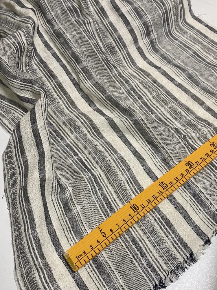 Off-white Striped Jacquard Fabric Japanese Literary Style Spring Autumn Dark Pattern Linen Shirt Dress Vintage Fashion Fabrics