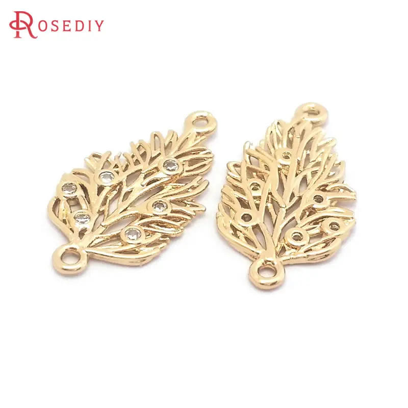 10PCS 18K Gold Color 2 Hole Maple Leaf Leaves Connect Charms Pendants High Quality Necklace Accessories Rosediy official-website