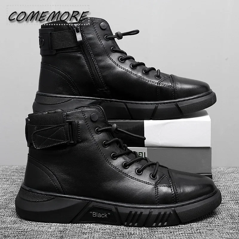 Autumn New High Top Work Shoes for Men Platform Ankle Boots Fashion Quality Boots Winter Outdoor Booties Casual Male Large Size