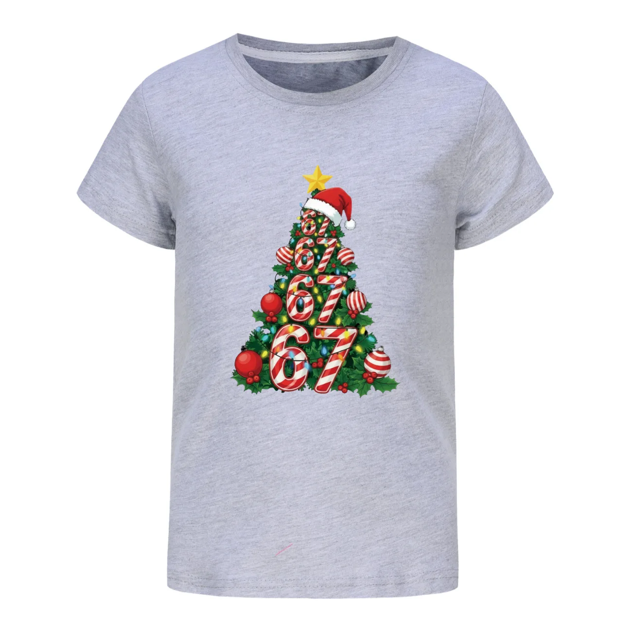 عيد الميلاد ستة سبعة Camisetas الاطفال 67 Brainrot التي شيرت الفتيان الصيف قصيرة الأكمام بلايز الفتيات القطن الخالص تي شيرت ملابس الأطفال #5