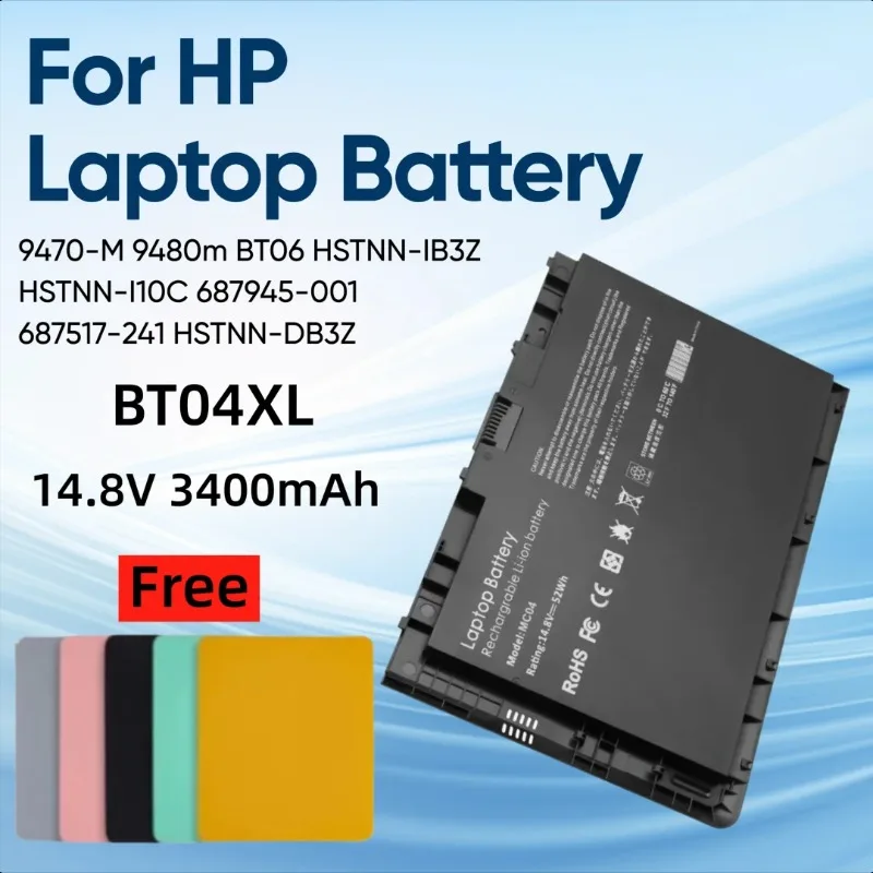 3400 мАч BT04XL для HP EliteBook Folio 9470-M 9480m BT06 HSTNN-IB3Z HSTNN-I10C 687945-001 687517-241 HSTNN-DB3Z Аккумулятор для ноутбука