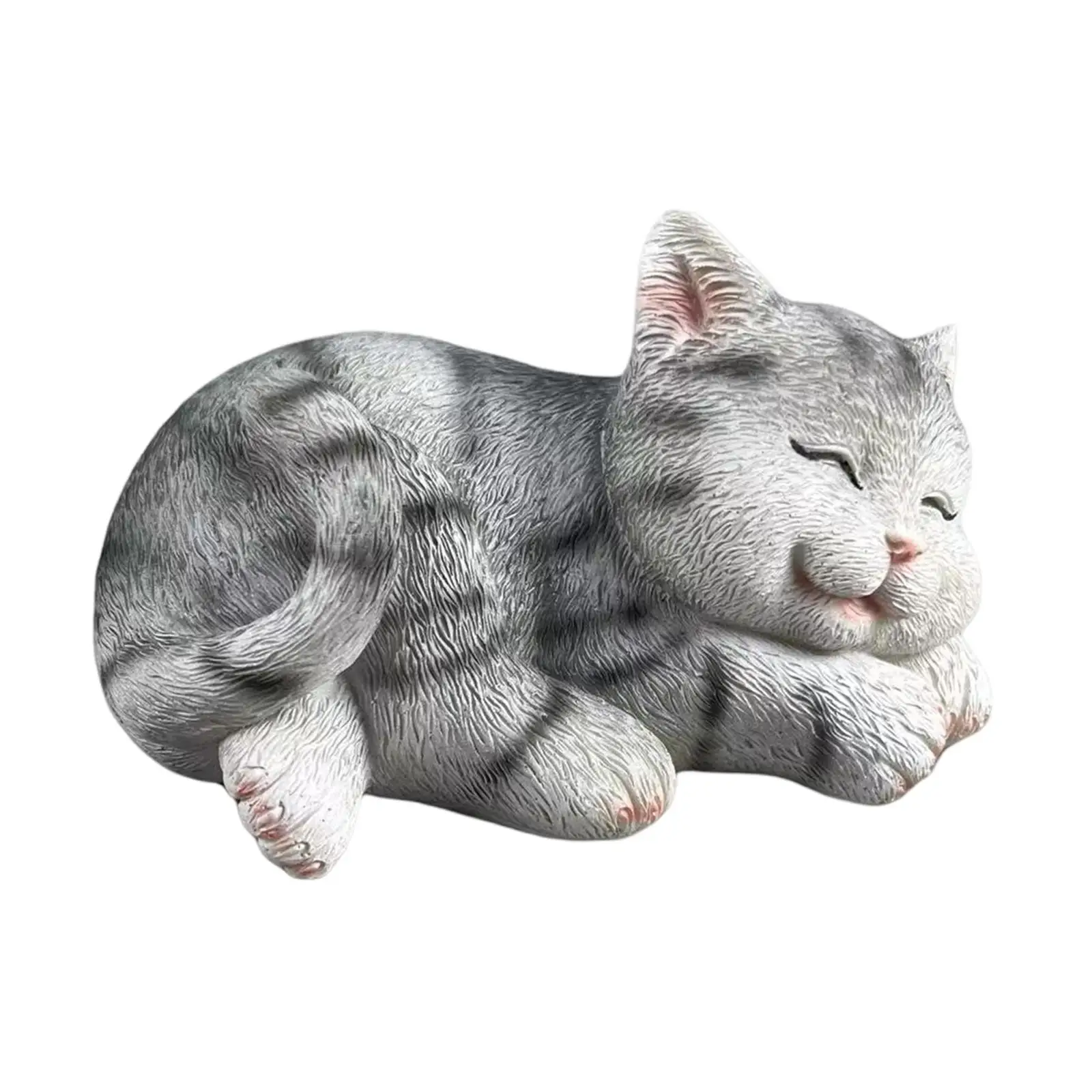 Cat Figurine Creative Art Crafts Small Desktop Ornament Garden Statue Yard Art Decor for Balcony Patio Table Porch Birthday Gift