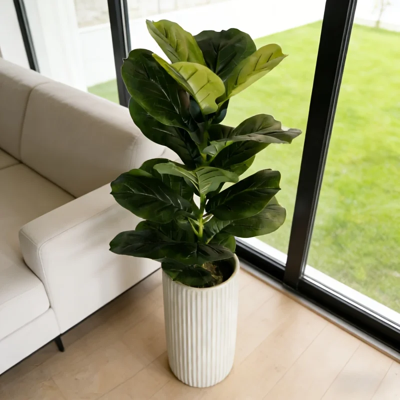 100CM 23 Blätter Großer Künstlicher Ficus-Baum Tropische Kunstpflanzen Grüne Plastik-Palmblätter Zweig für Haus- und Gartendekoration 2026 NEU – Detail 1