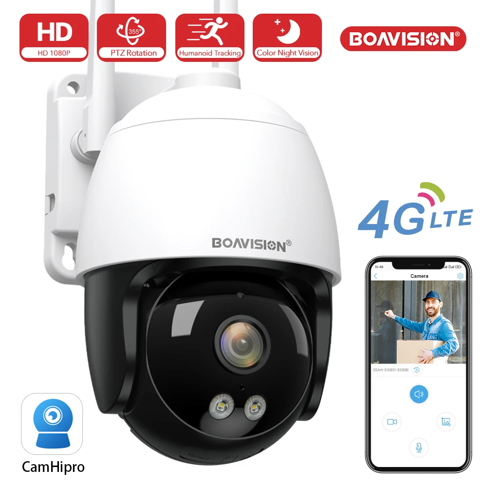 

2MP 4G Sim Card Outdoor Camera AI Auto Tracking Two Way Audio Full Color Night Vision PTZ 1080P Waterproof CCTV Security Camera