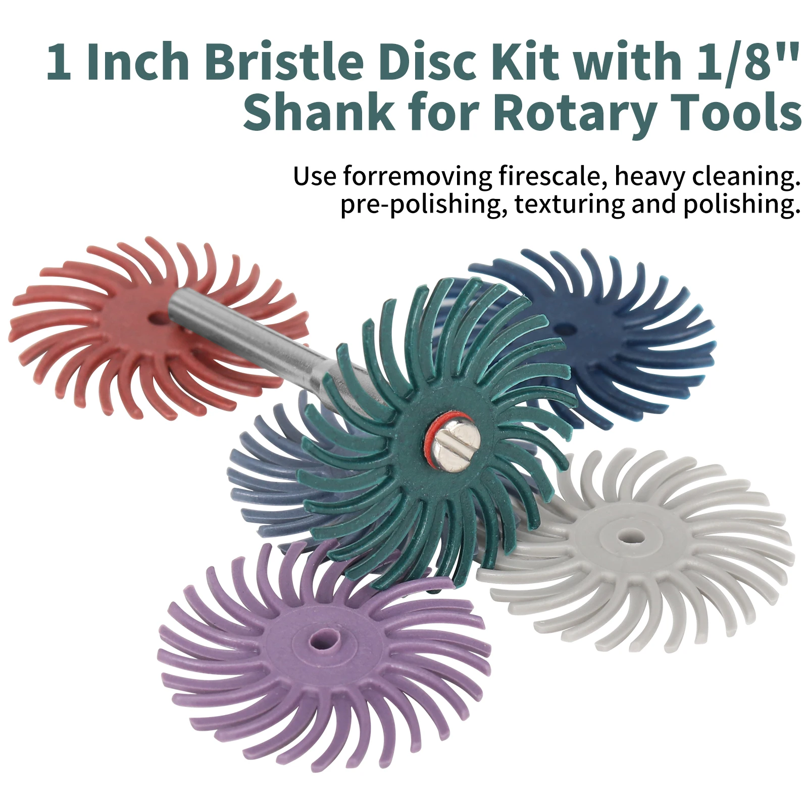Zestaw dysków szczotkowych promieniowych 48/76 szt. 1 cal (25 mm) 50 mm do szlifowania biżuterii, akcesoria do narzędzi obrotowych Dremel z trzpieniem 3 mm/2,35 mm