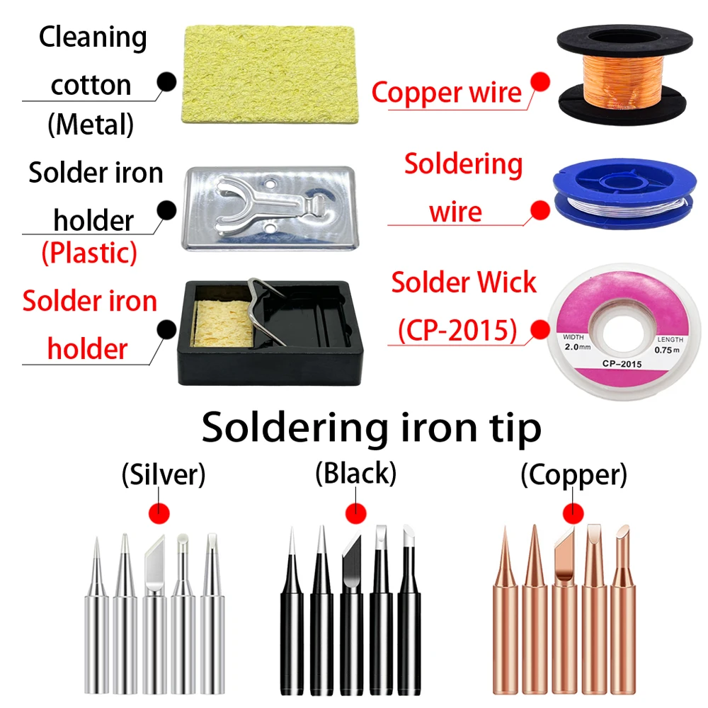 Adjustable Temperature Electric Soldering Iron 220V 110V 60W 80W Welding Solder Rework Station Heat Pencil Tips Repair Tools Kit