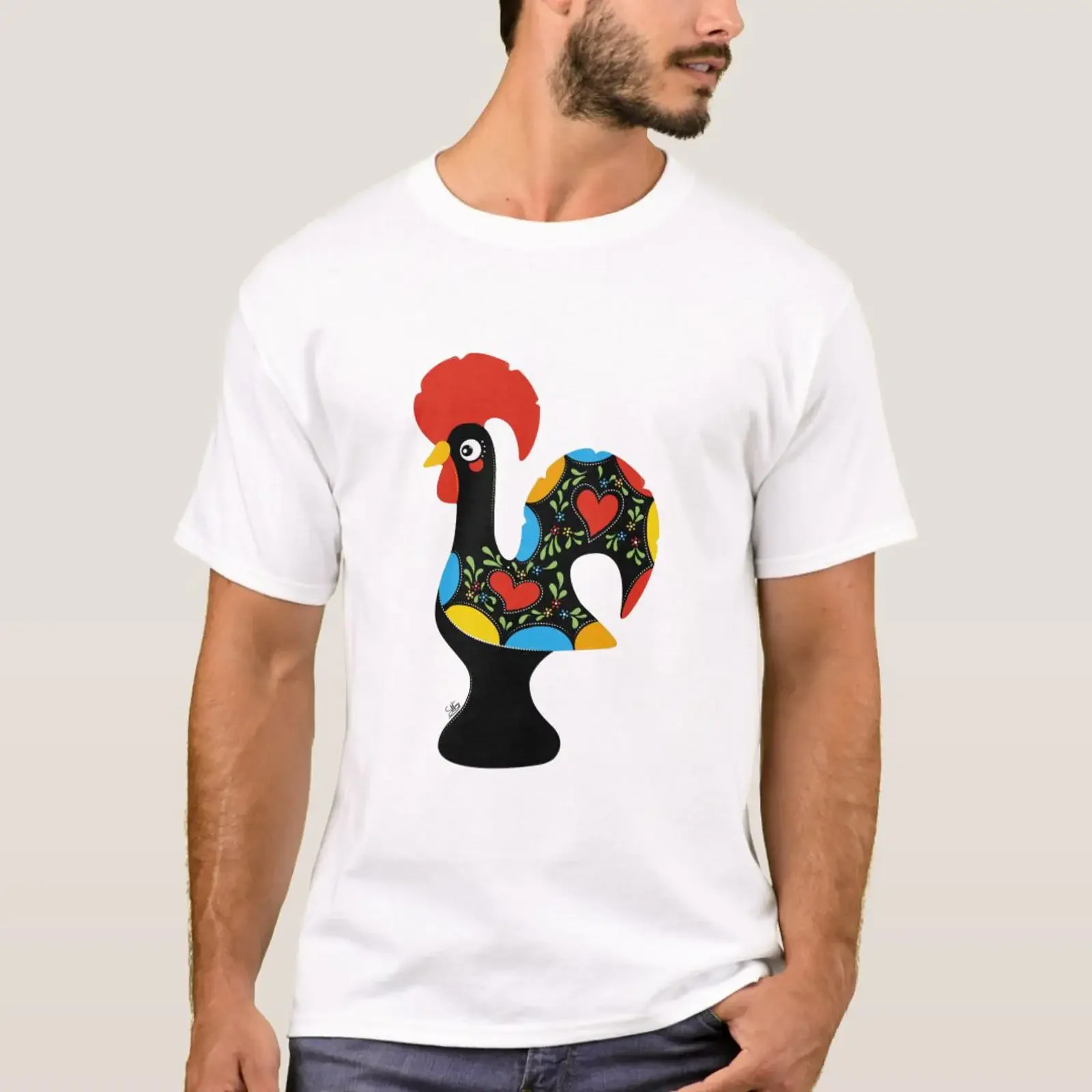 Camiseta Famous Rooster of Barcelos Nr 09, estilo vintage, lavada, elástica, suave, versátil, transpirable, para uso diario