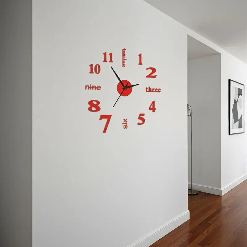 2D 3D Large Mirror Wall Clock Stickers DIY Acrylic Quartz Clocks for Cafe Bar Office Home Wall Decoration view 5