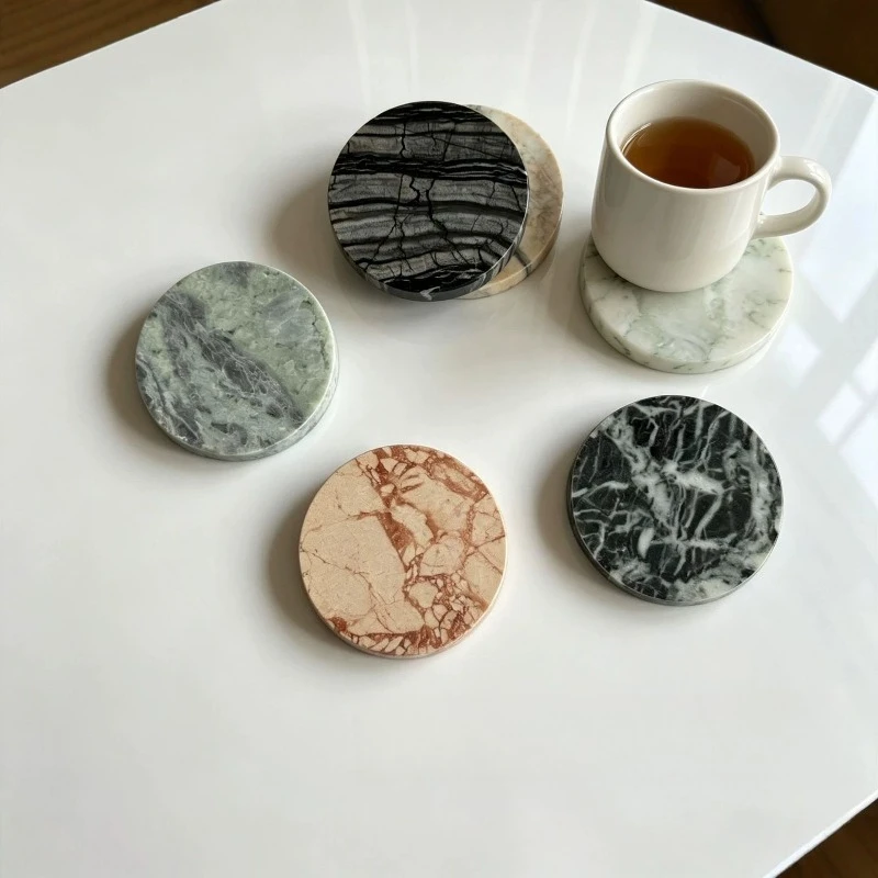 Premium Natural Marble Coasters Set, Luxury Heat-Resistant Drink Mats for Table,Multicolor Stone Protector for Home Decor & Gift